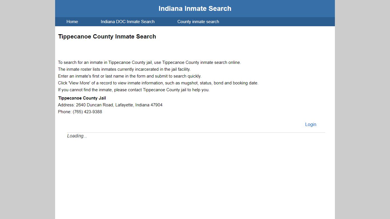 Tippecanoe County Jail Inmate Search - Indiana Inmate Search