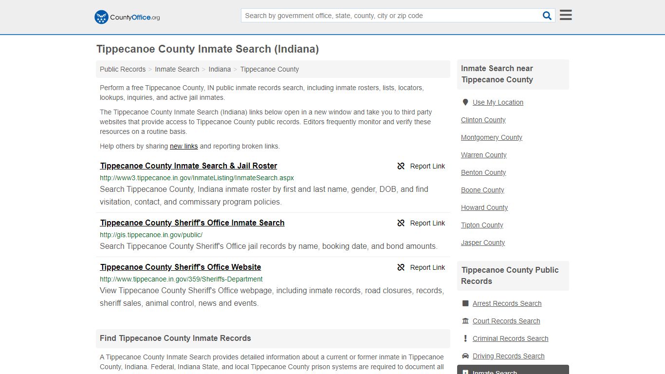 Inmate Search - Tippecanoe County, IN (Inmate Rosters ...