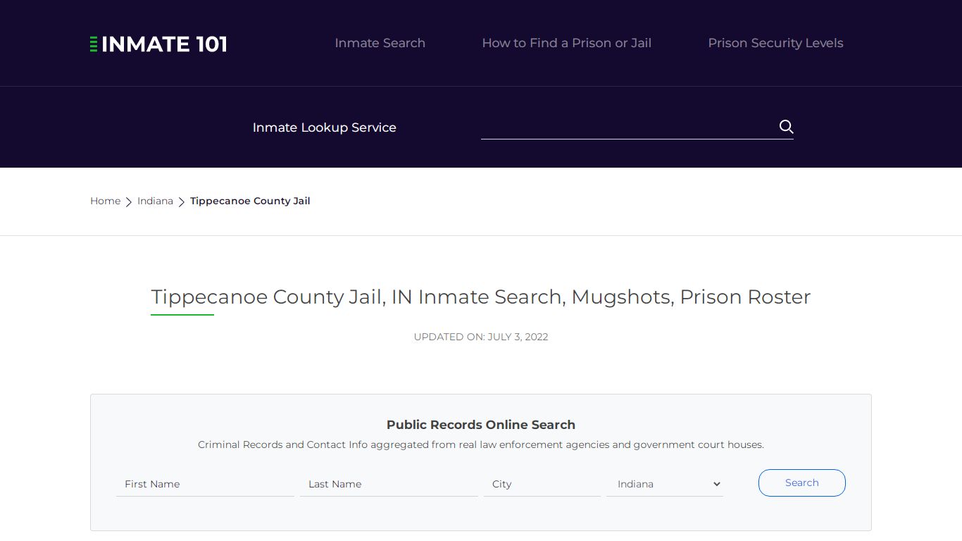 Tippecanoe County Jail, IN Inmate Search, Mugshots, Prison ...